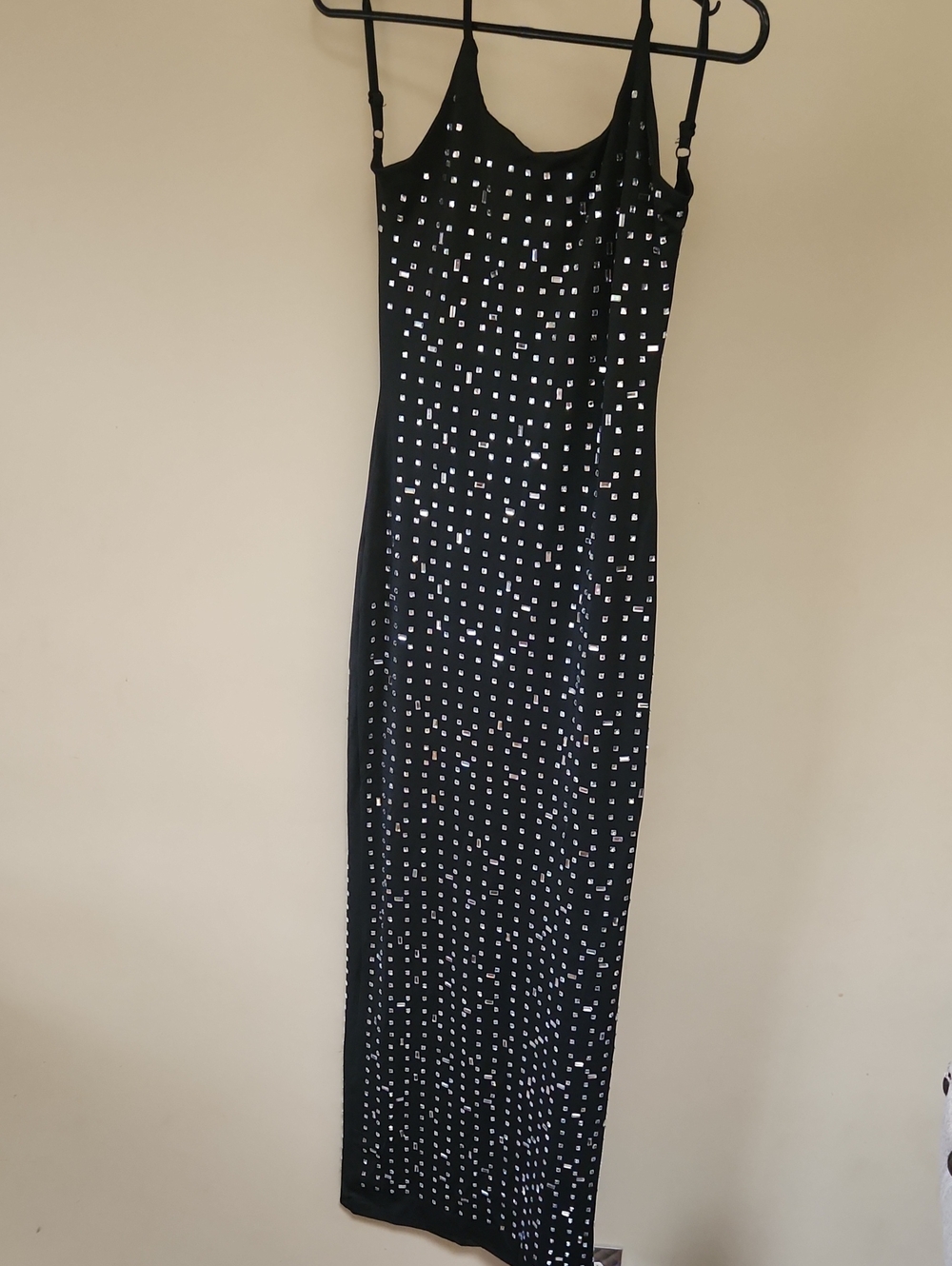 Stunning Black Rinestone Slip Dress